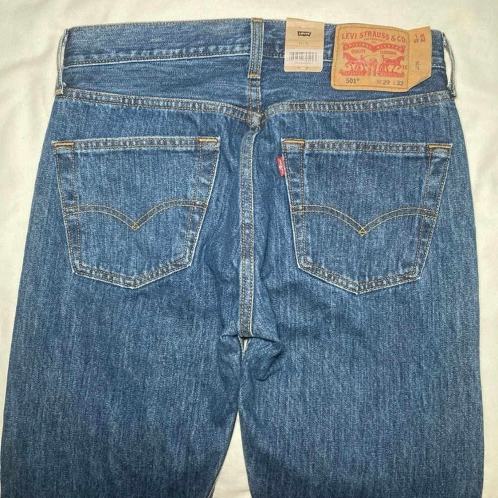 Levi's 501 Jeans Mens Small 29x32 Original Fit Blue Straight Leg Denim NWT - Picture 4 of 10